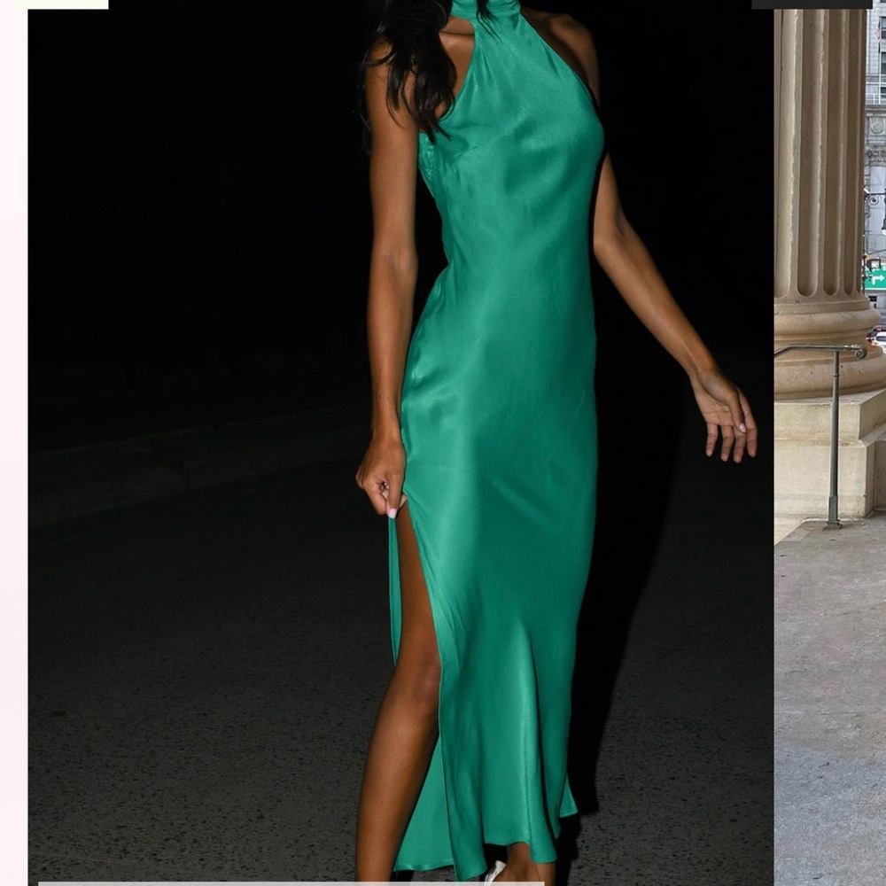 Claire Satin Drape Back Maxi Dress with Split from Meshki